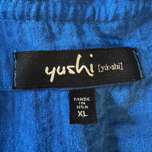 Yushi Size XL Made in USA Blue Large Buttons Lagen Look Blouse - Picture 6 of 7